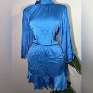 Elegant Long Sleeve Blue Dress